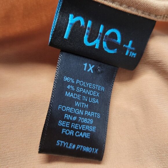 Rue + 1X Light Tan Round Neck Shortsleeve Scrunched Tie Side Casual T-Shirt - Picture 7 of 8